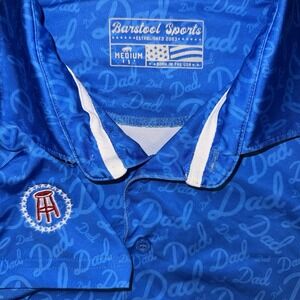 Barstool‎ Sports Performance Polo Men's Medium Blue Dad All Over Print Stretch
